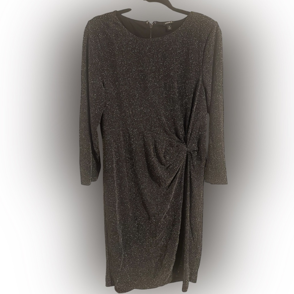 Torrid Black Long Sleeve Dress with Knot Detail